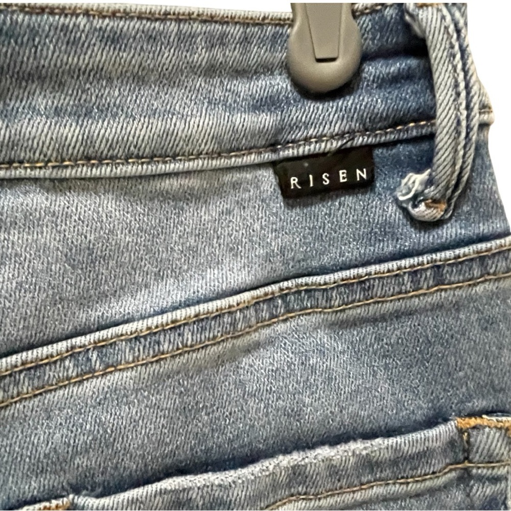 RISEN JEANS High Rise Denim Jeans with Button Fly Straight Leg - Picture 9 of 16